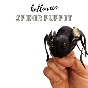 Folkmanis Hand Finger Puppet Black Mini Spider Plush Stuffed Animal Toy 3"